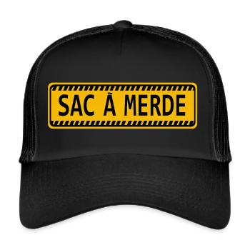 sac a merde humour insulte panneau plaque - Casquette trucker  - noir/noir - Devant