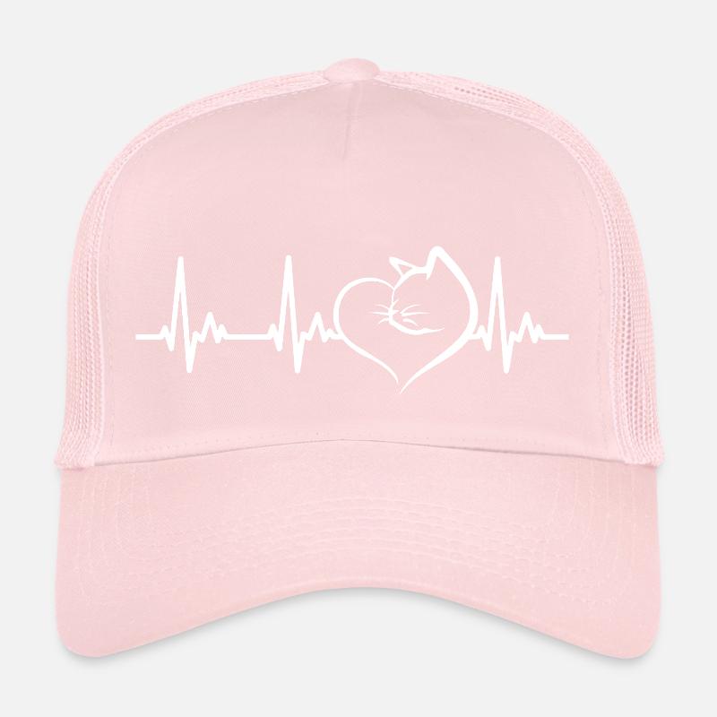 Katze Herz Liebe Herzfrequenz EKG Herzschlag Trucker Cap