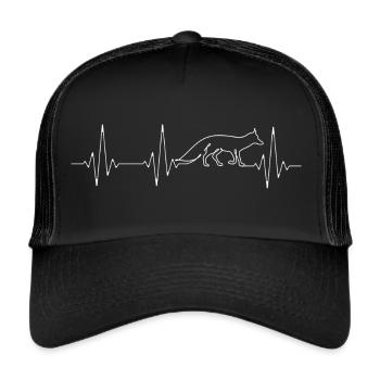 Fox Love Heartbeat Fox Lover Gift - Trucker Cap - black/black - Front