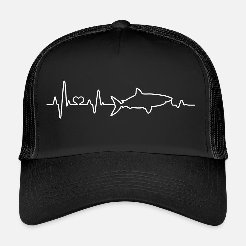 Heartbeat Shark Shark ECG Pulse Shark Fin Trucker Cap