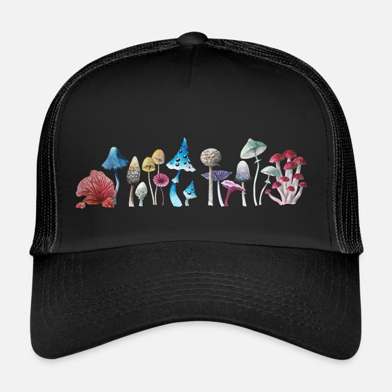 Bunte Pilze - Trucker Cap - Schwarz/Schwarz