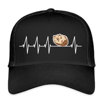 Igel Herzschlag Herbst Igelschutz niedlicher Igel - Trucker Cap - Schwarz/Schwarz - Vorne