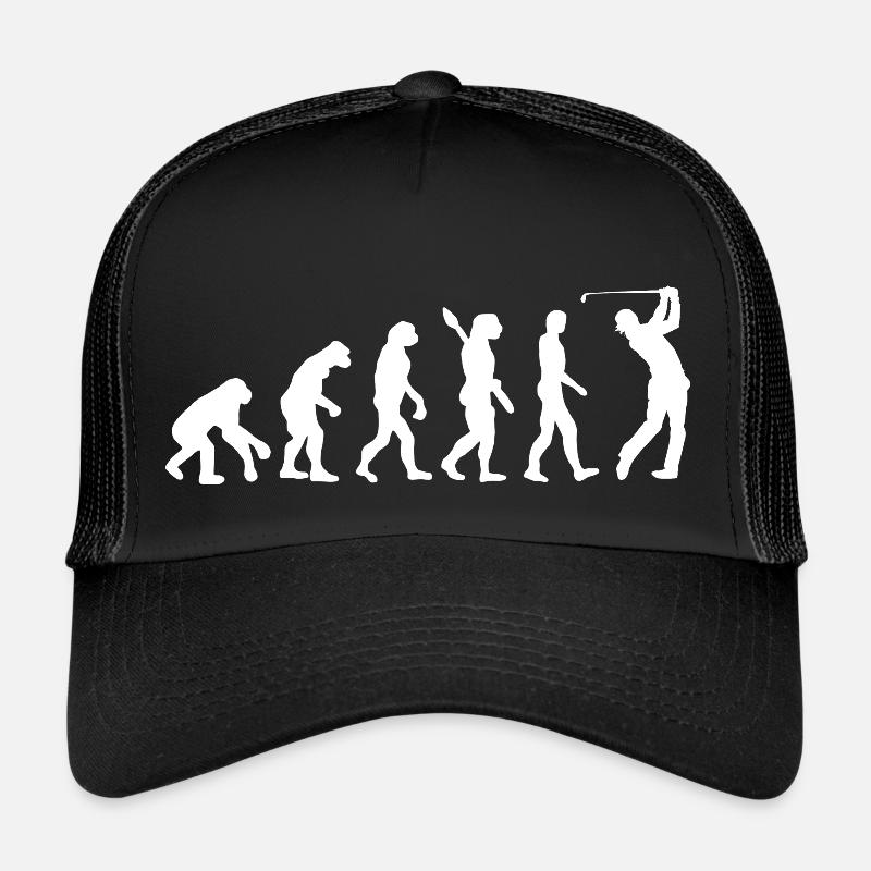 Golf Evolution Golfball Golfschläger Golfer Sport - Trucker Cap - Schwarz/Schwarz
