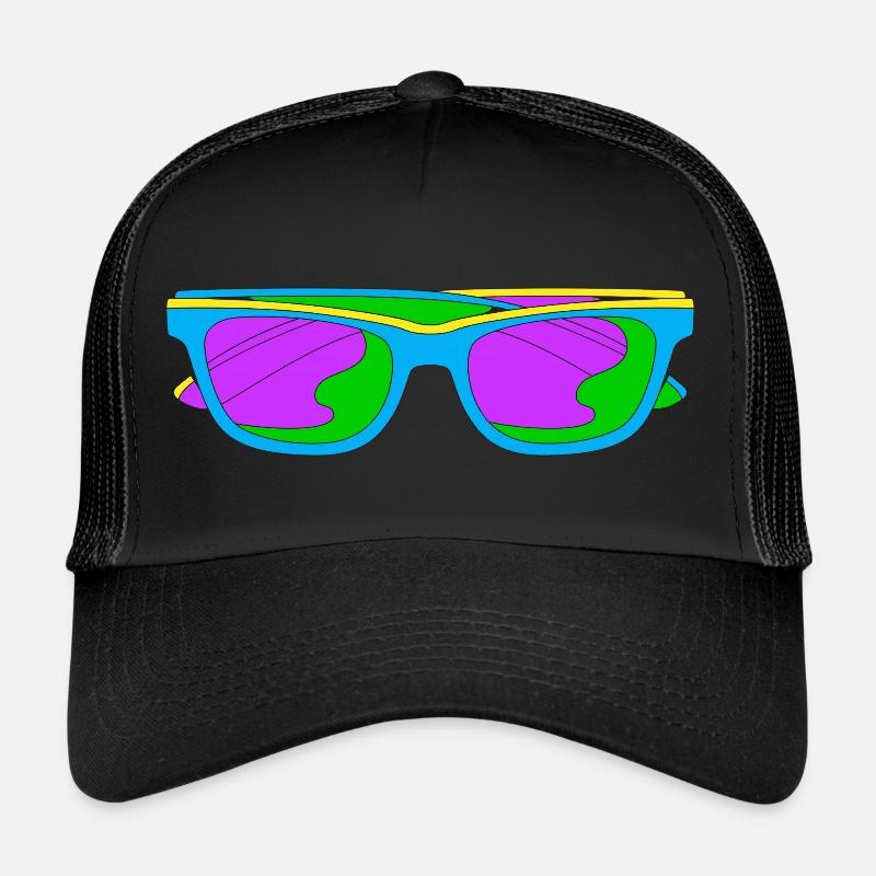 Neonbrille Trippy Techno Color - Trucker Cap - Schwarz/Schwarz