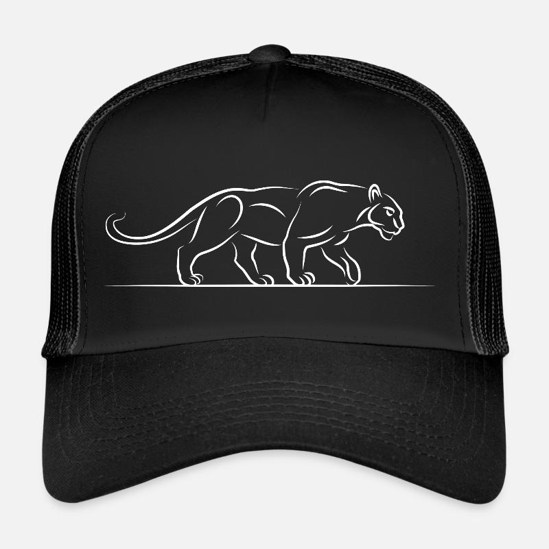 Illustration de panthère en blanc - Casquette trucker  - noir/noir