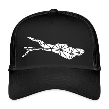 Bodensee | Polygonal | Weiss - Trucker Cap - Schwarz/Schwarz - Vorne