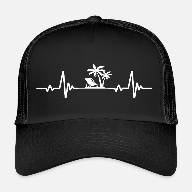 Waves heart frequency Sommer Stuhl Palme Sommer - Trucker Cap - Schwarz/Schwarz