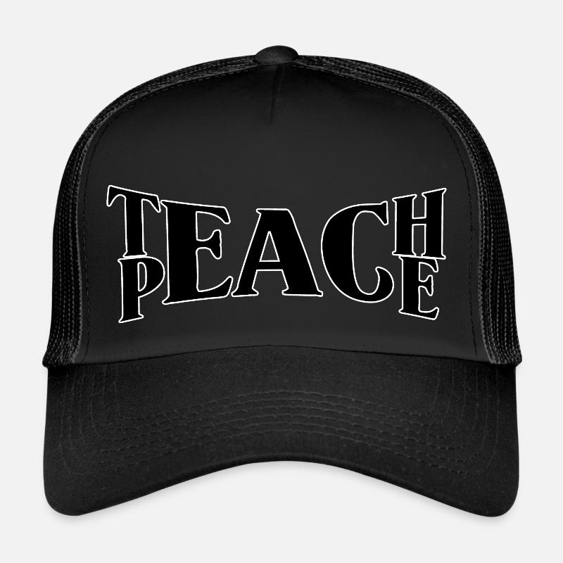TEACH PEACE - Trucker Cap - Schwarz/Schwarz