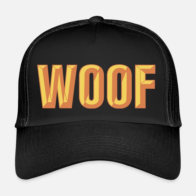 Conception de texte biseauté Woof - Casquette trucker  - noir/noir