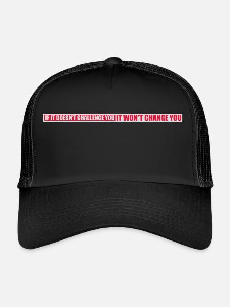 Séance d’entraînement Fitness Motivation Citation - Casquette trucker  - noir/noir - Devant
