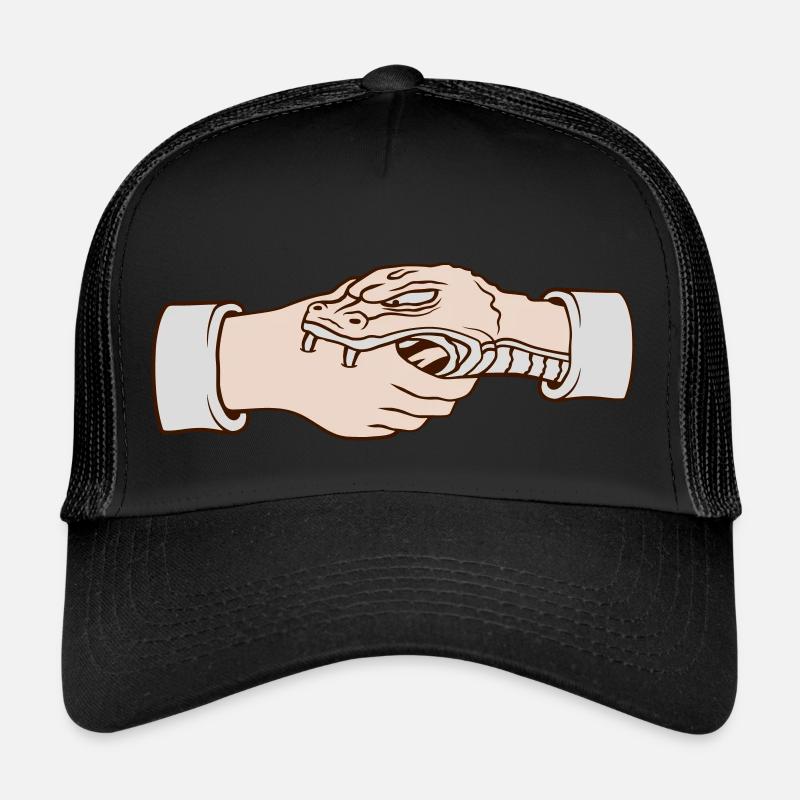 Un serpent mord la poignée de main en serrant la main Casquette trucker 