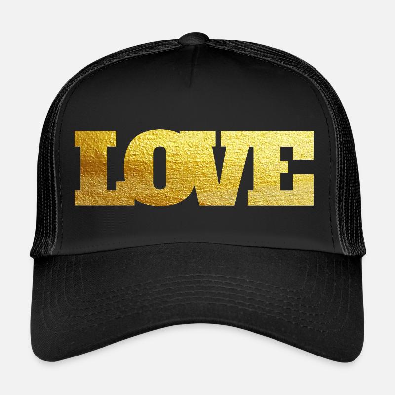 L O V E gold - Trucker Cap - Schwarz/Schwarz