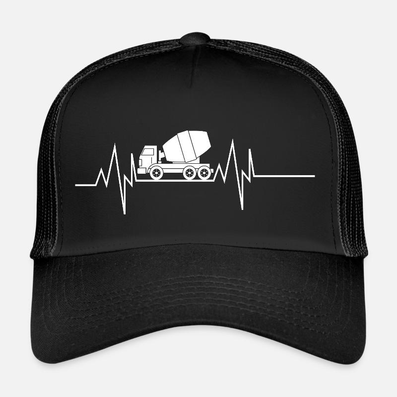 Cement Mixer Heartbeat Trucker Cap