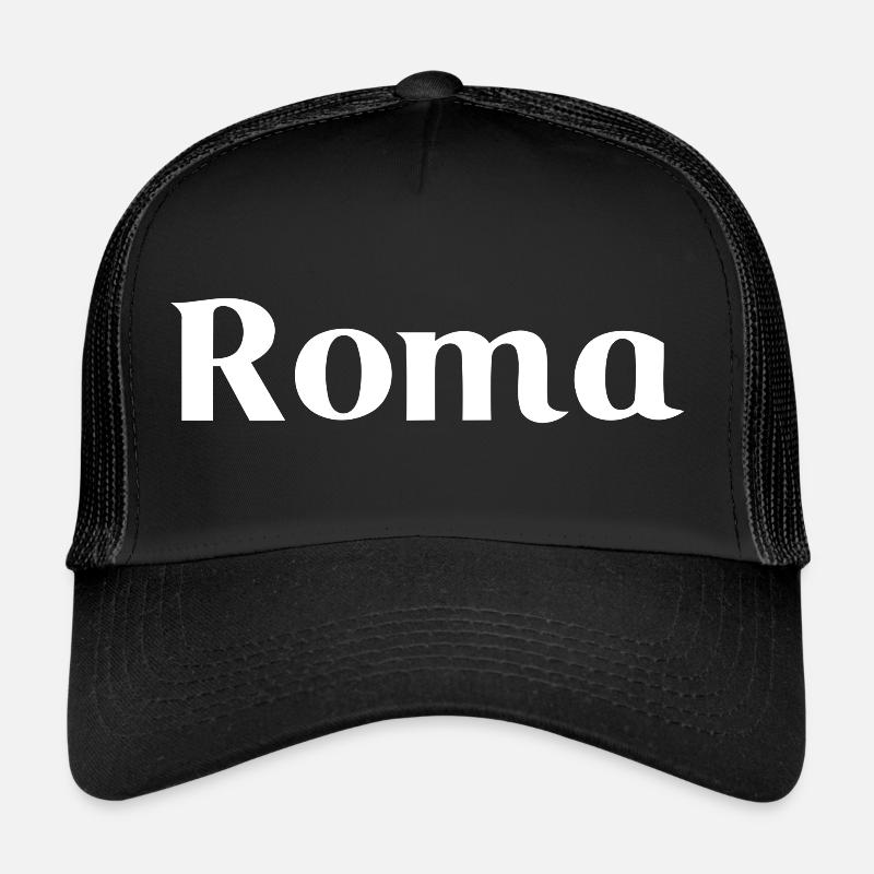 Roma - Écriture blanche - Casquette trucker  - noir/noir