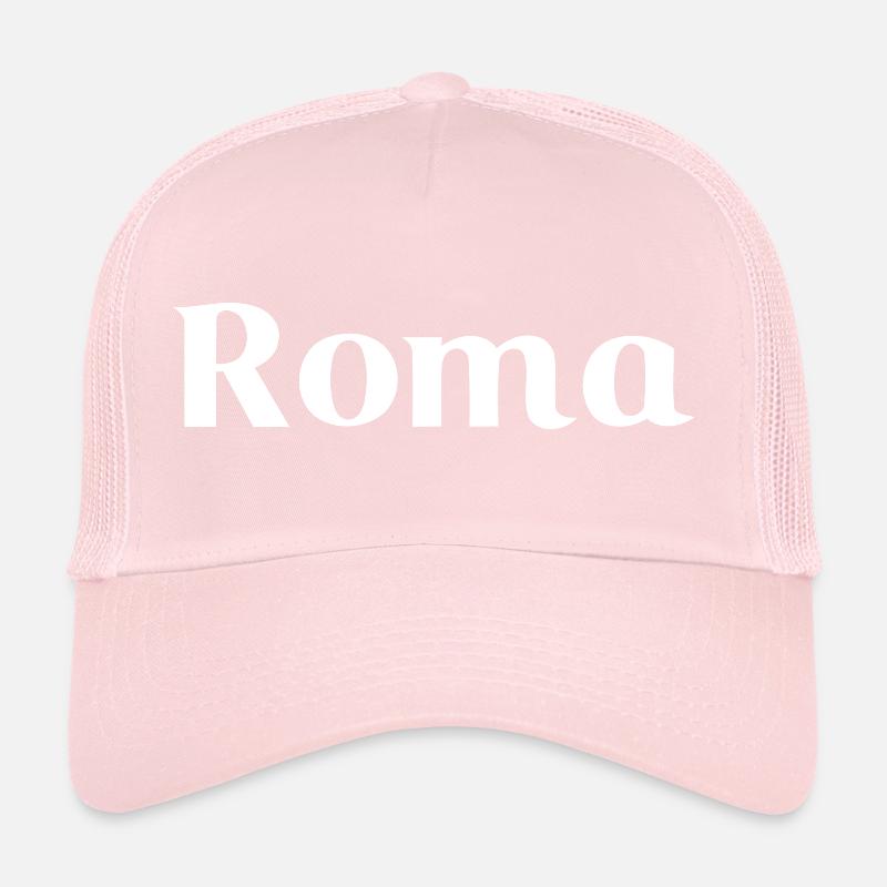 Roma - White Writing Trucker Cap