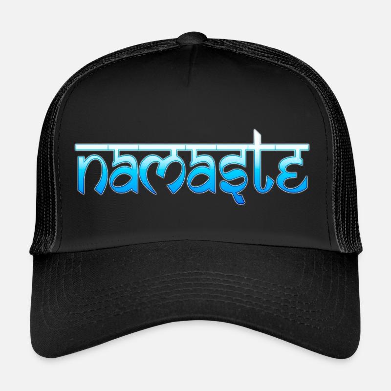 Namaste - blue - Trucker Cap - Schwarz/Schwarz