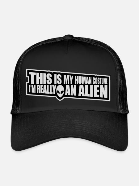 Citation extraterrestre de costume humain - Casquette trucker  - noir/noir - Devant