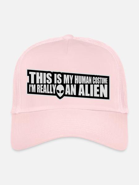 Citation extraterrestre de costume humain - Casquette trucker  - rose pâle - Devant