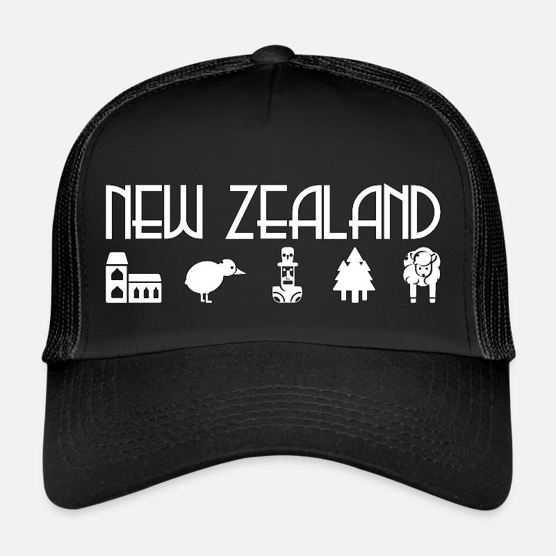 Neuseeland Kiwi Neuseeländer Geschenk - Trucker Cap - Schwarz/Schwarz