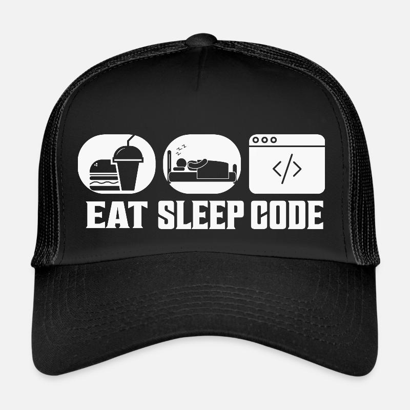 Codage logiciel Eat Sleep Code - Casquette trucker  - noir/noir