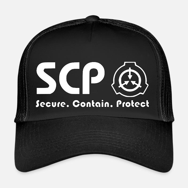 SCP Foundation, Secure. Protect. Contain - Trucker Cap - Schwarz/Schwarz