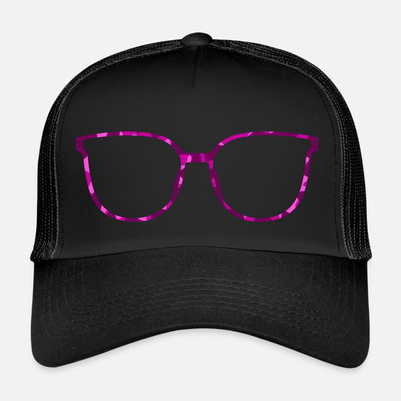 Brille Cateye perlmutt farbig (Farben änderbar) - Trucker Cap - Schwarz/Schwarz