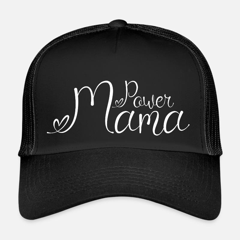 Power Mama White1 - Trucker Cap - black/black