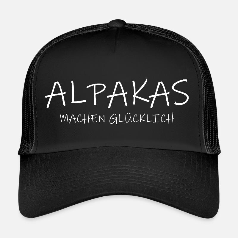 Alpakas machen glücklich - Trucker Cap - Schwarz/Schwarz