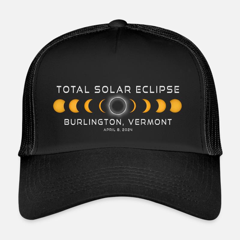 Éclipse solaire de Burlington Vermont 2024 8 avril Casquette trucker 