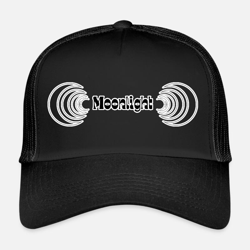 Lettrage clair de lune avec croissant de lune - Casquette trucker  - noir/noir