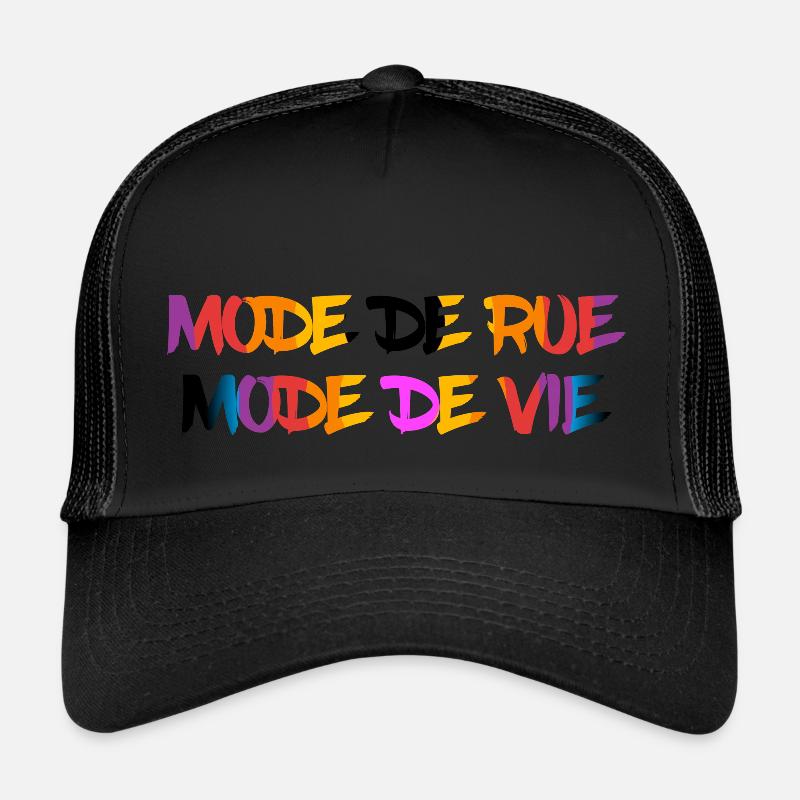 mode de rue - Casquette trucker  - noir/noir