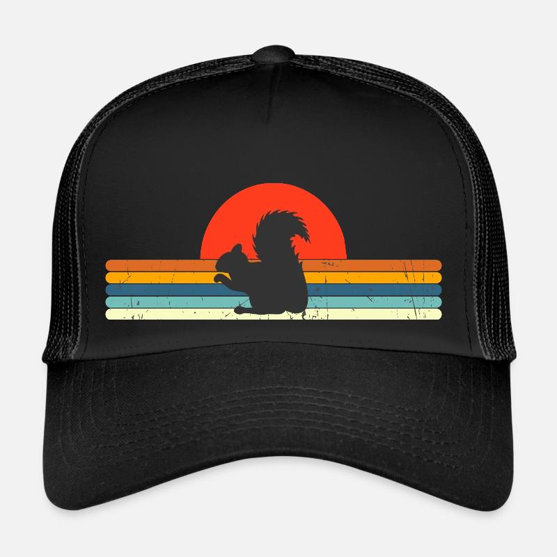 Vintage Racoon retro sunset - Trucker Cap - black/black