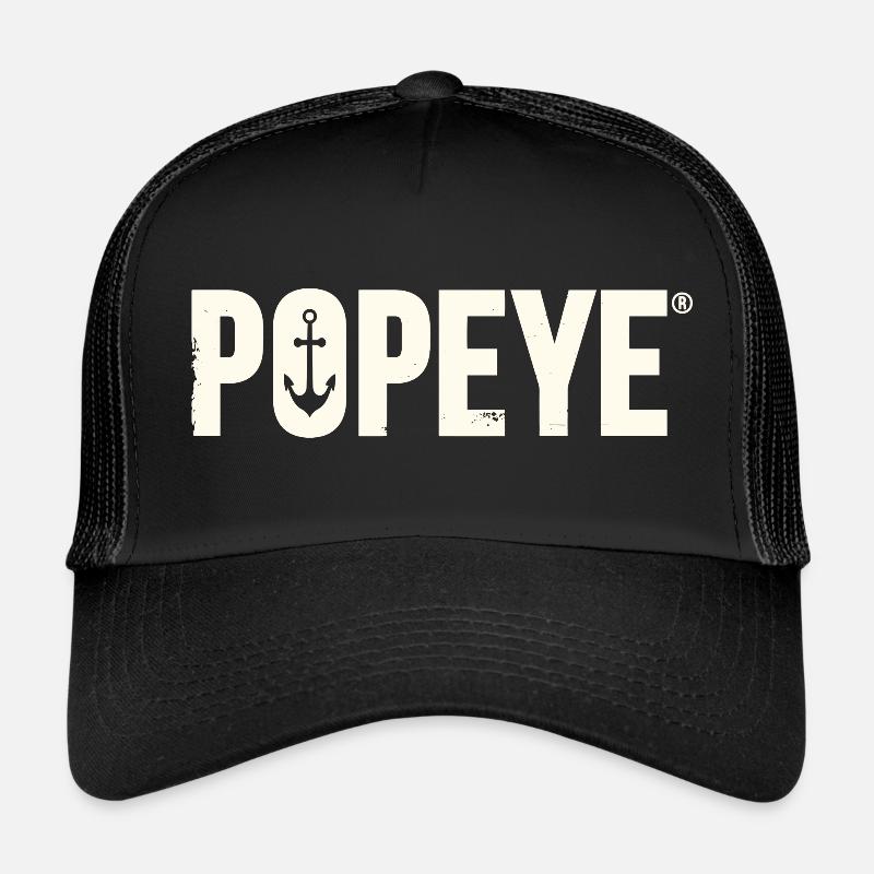 Popeye White Title - Trucker Cap - black/black