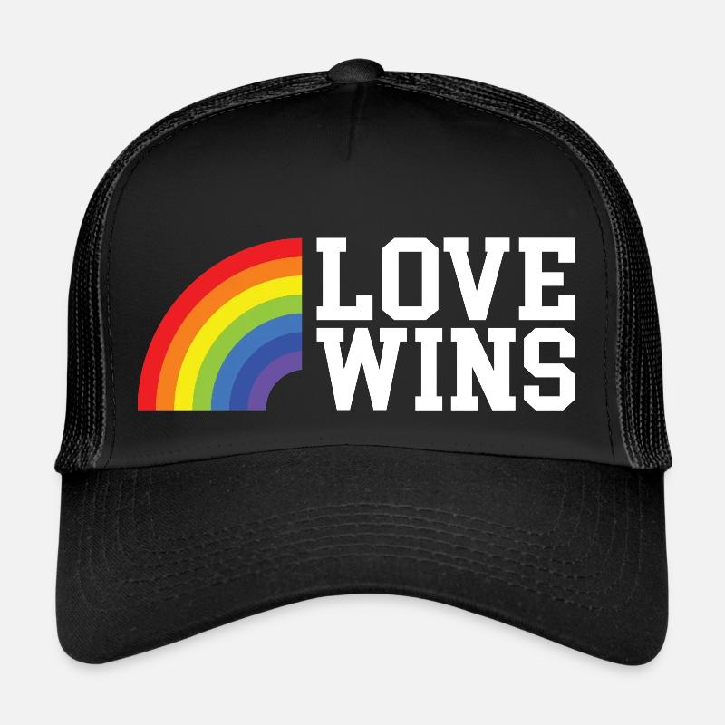 Love Wins Cooler Spruch Geschenk - Trucker Cap - Schwarz/Schwarz
