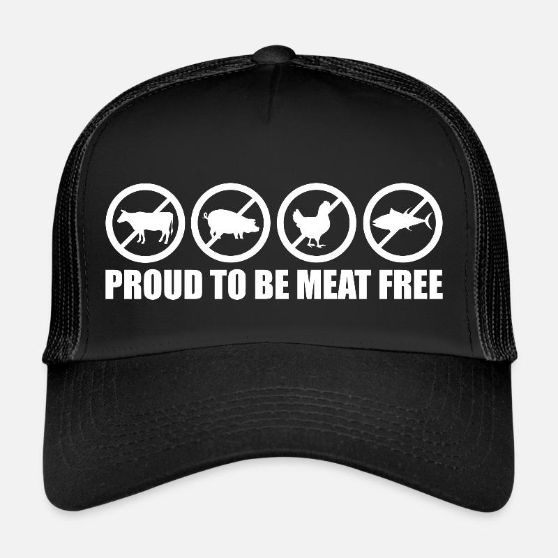 Lustiger Vegetarier Spruch Geschenk - Trucker Cap - Schwarz/Schwarz