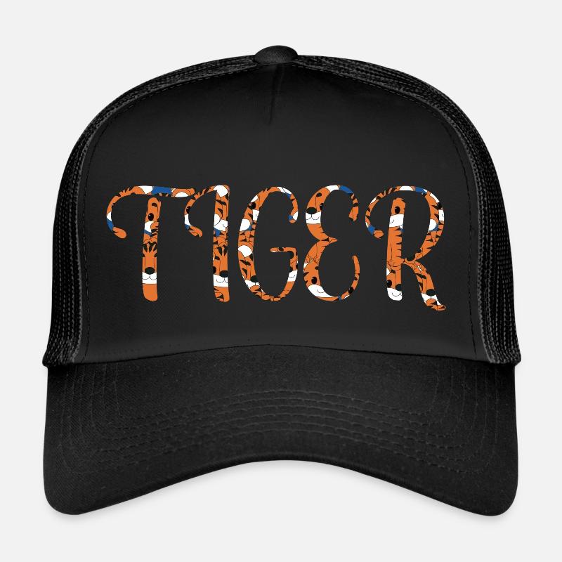 Tiger Schrift - Trucker Cap - Schwarz/Schwarz