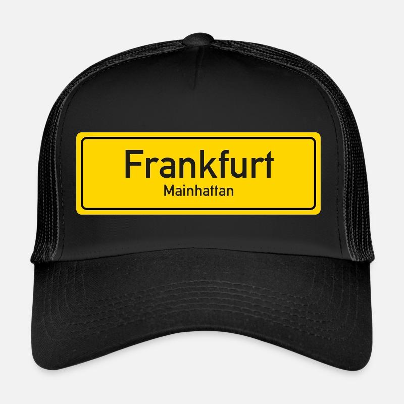Frankfurter Ortsschild Deutschland - Trucker Cap - Schwarz/Schwarz