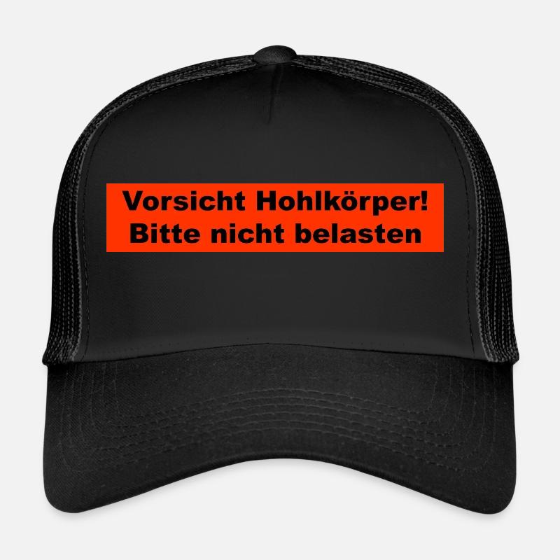 Vorsicht Hohlkörper - Trucker Cap - Schwarz/Schwarz