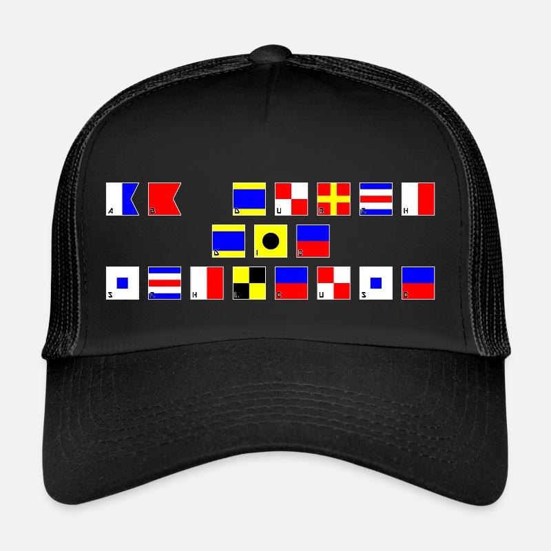 ab durch die Schleuse im Flaggenalphabet Trucker Cap