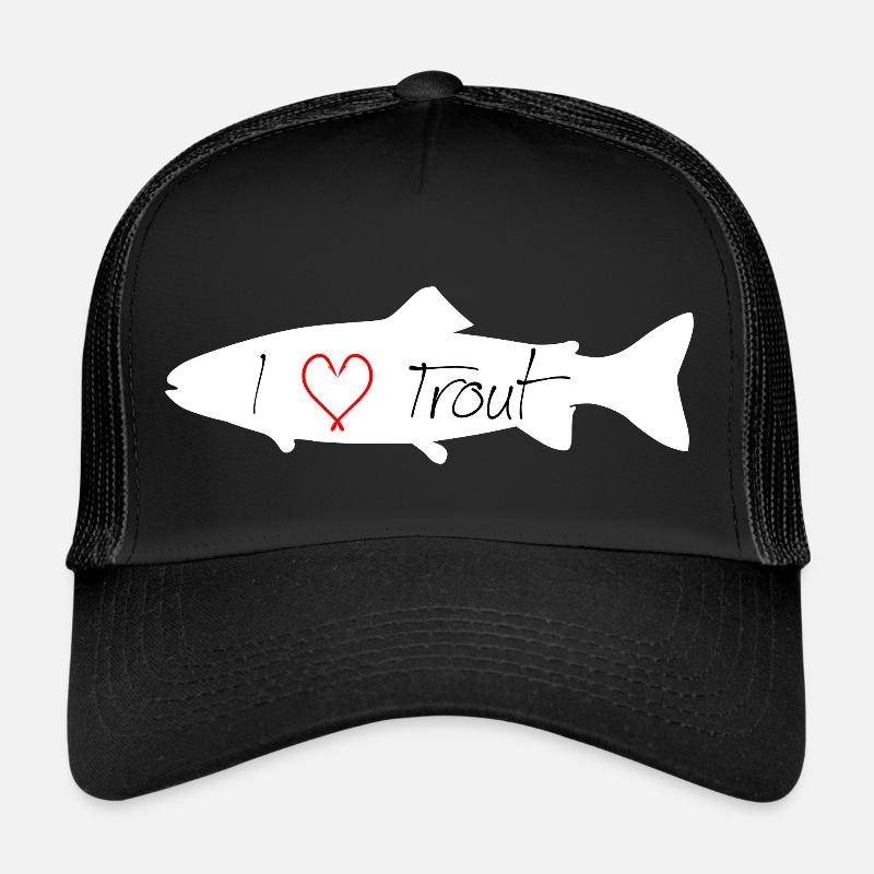 I love trout white - Trucker Cap - black/black