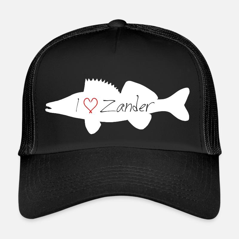 I Love Zander weiss durchsichtig - Trucker Cap - Schwarz/Schwarz