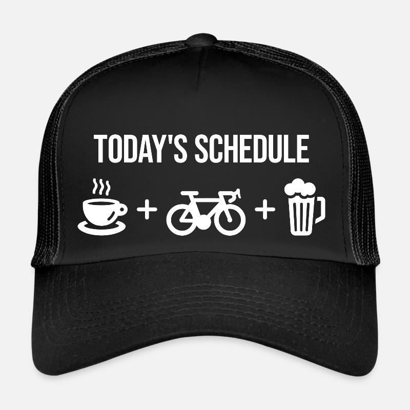 Das heutige Programm - Kaffee, Radfahren und Bier - Trucker Cap - Schwarz/Schwarz