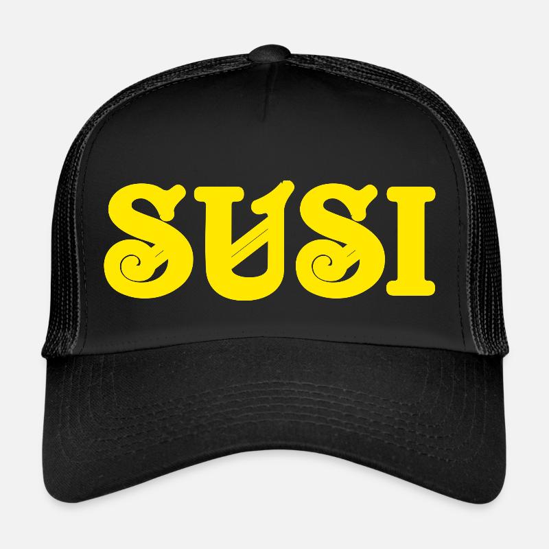 Texte vintage Susi Jaune Texte Casquette trucker 