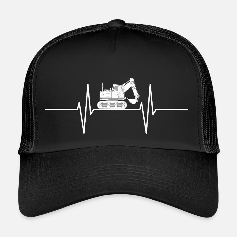 Herzschlag mit Bagger - Trucker Cap - Schwarz/Schwarz