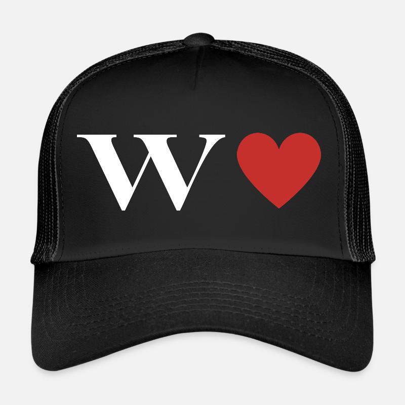 Buchstabe w Rotes Herz Trucker Cap