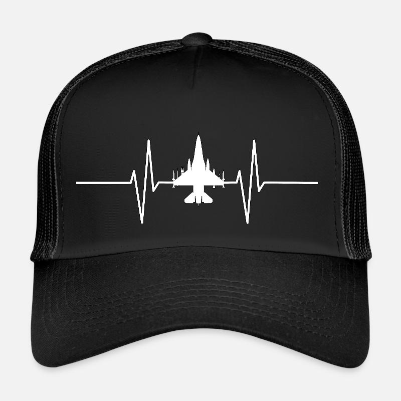 Herzschlag mit Jet / Flugzeug Trucker Cap