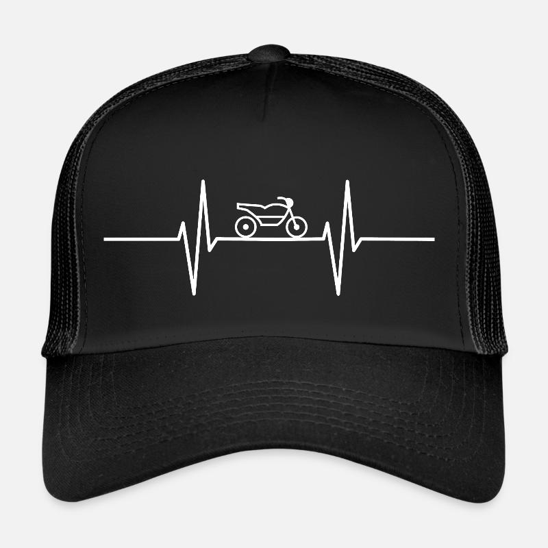 Herzschlag mit Moppet / Motorrad - Trucker Cap - Schwarz/Schwarz