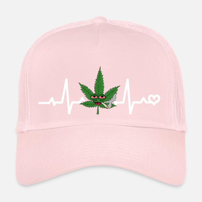 Weeding Hemp Leaf Heart Rate ECG Grass Trucker Cap