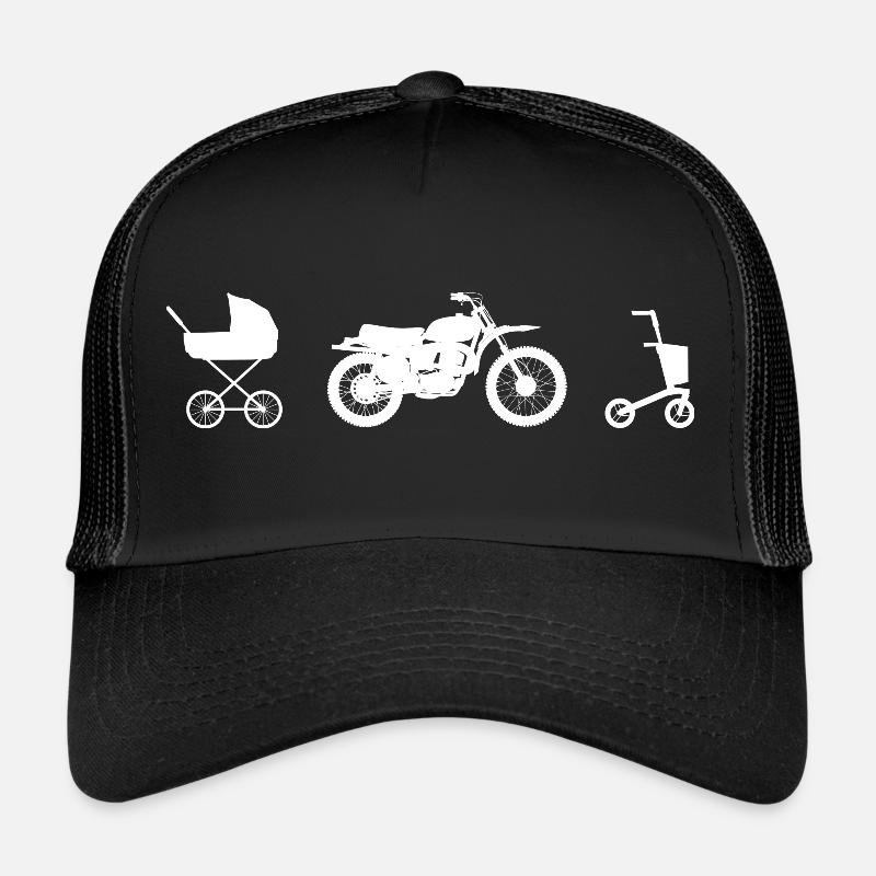Kinderwagen Motorrad Rollator Rente - Trucker Cap - Schwarz/Schwarz