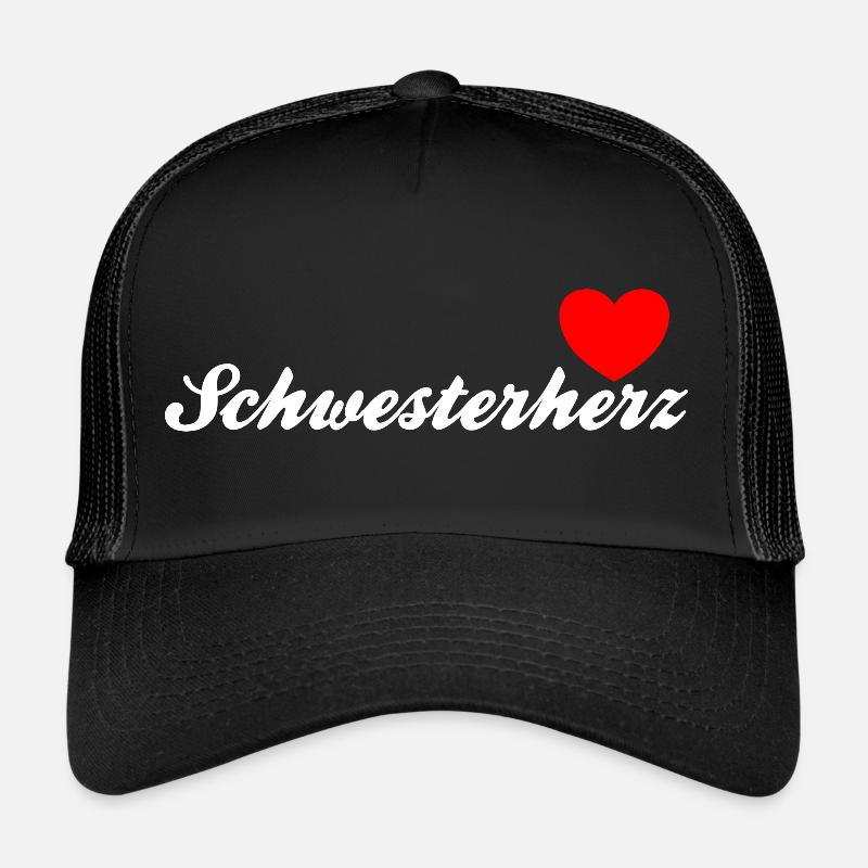 Schwesterherz | White - Trucker Cap - Schwarz/Schwarz